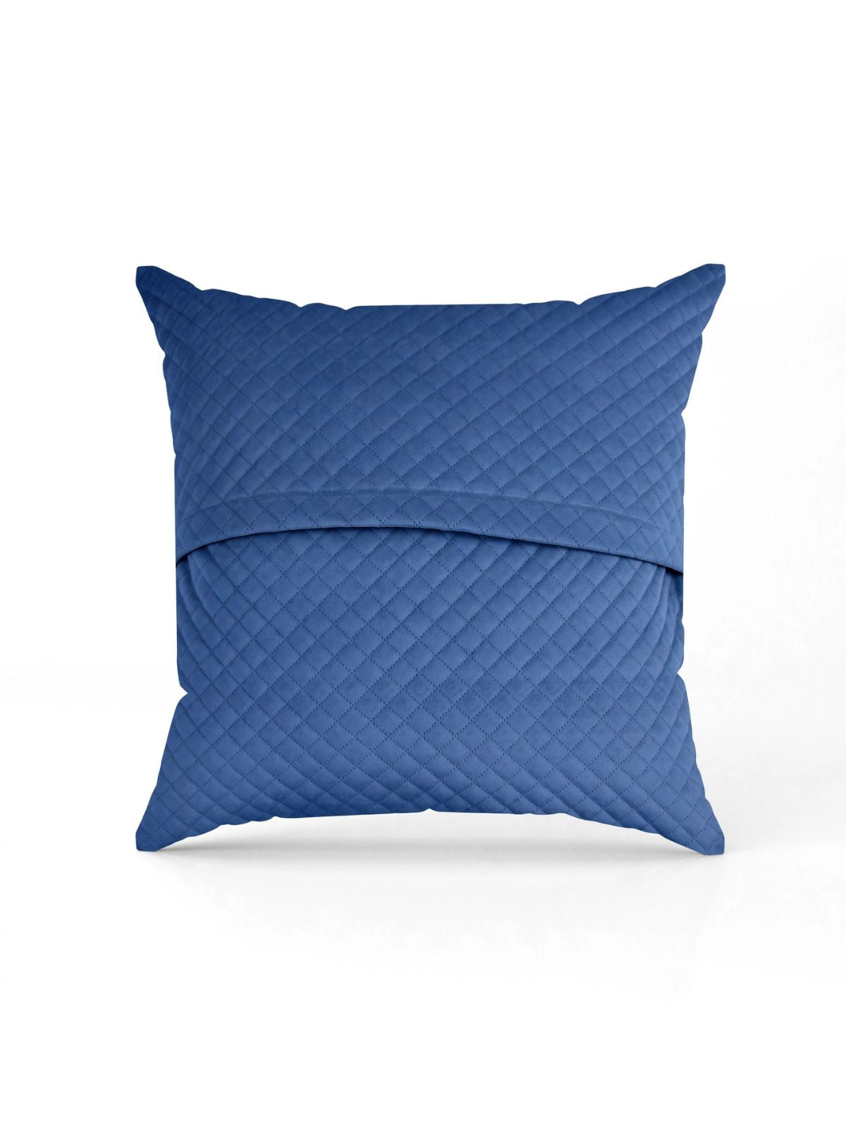 Florida Quilted Velvet Diamond Stitch Pattern Decorative Plush Cushion Cover - Blue