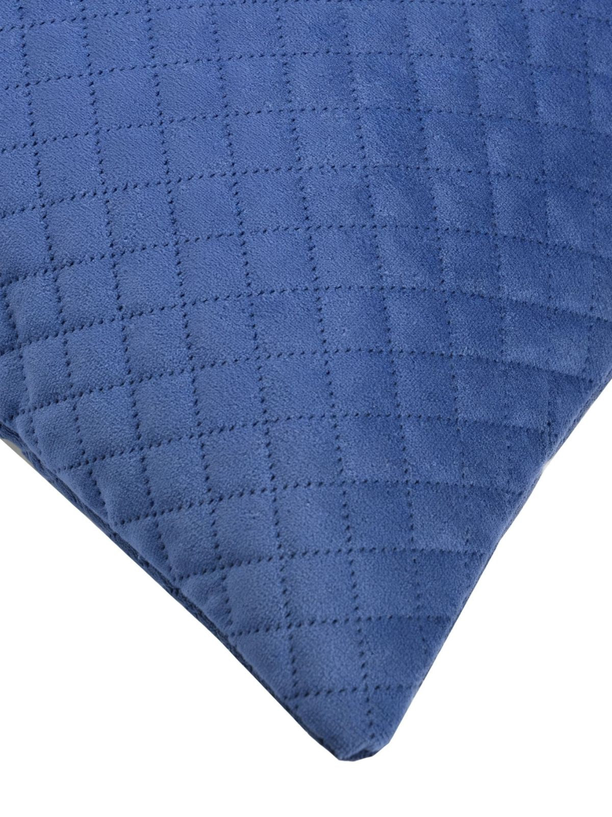 Florida Quilted Velvet Diamond Stitch Pattern Decorative Plush Cushion Cover - Blue