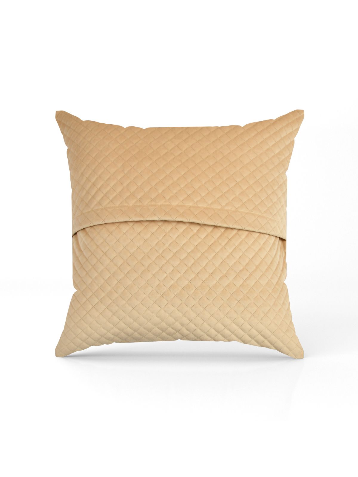 Florida Quilted Velvet Diamond Stitch Pattern Decorative Plush Cushion Cover - Camel