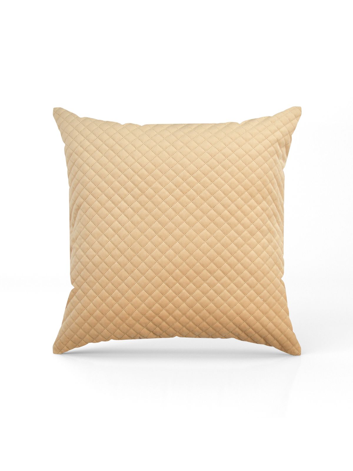 Florida Quilted Velvet Diamond Stitch Pattern Decorative Plush Cushion Cover - Camel