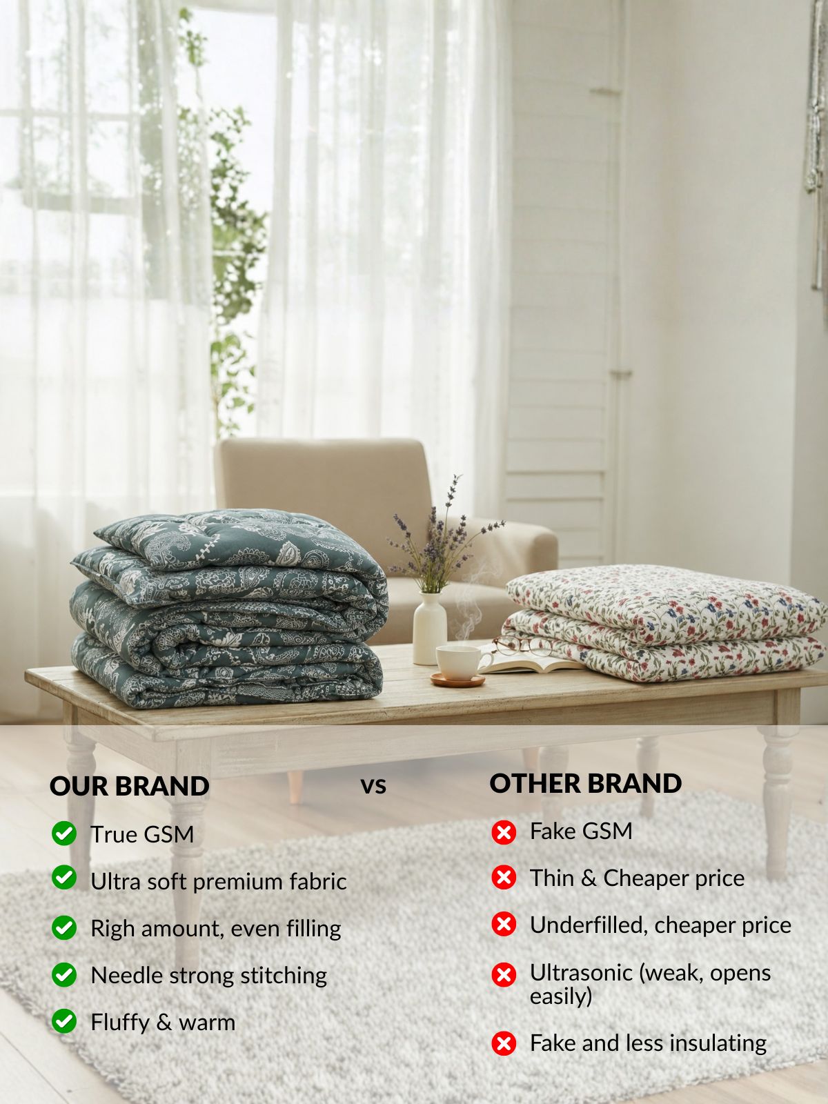 Florida Super Soft All Season Fluffy Reversible Double Bed (AC Quilt/Blanket) Comforter