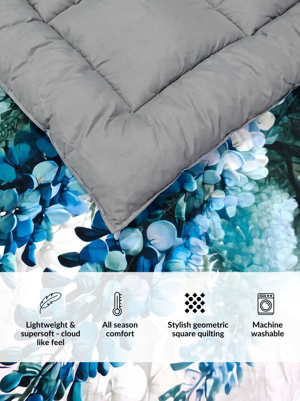 Florida Korean Filling 250 GSM Luxury Reversible Double Bed Comforter - Ultra Soft for All Season AC Quilt