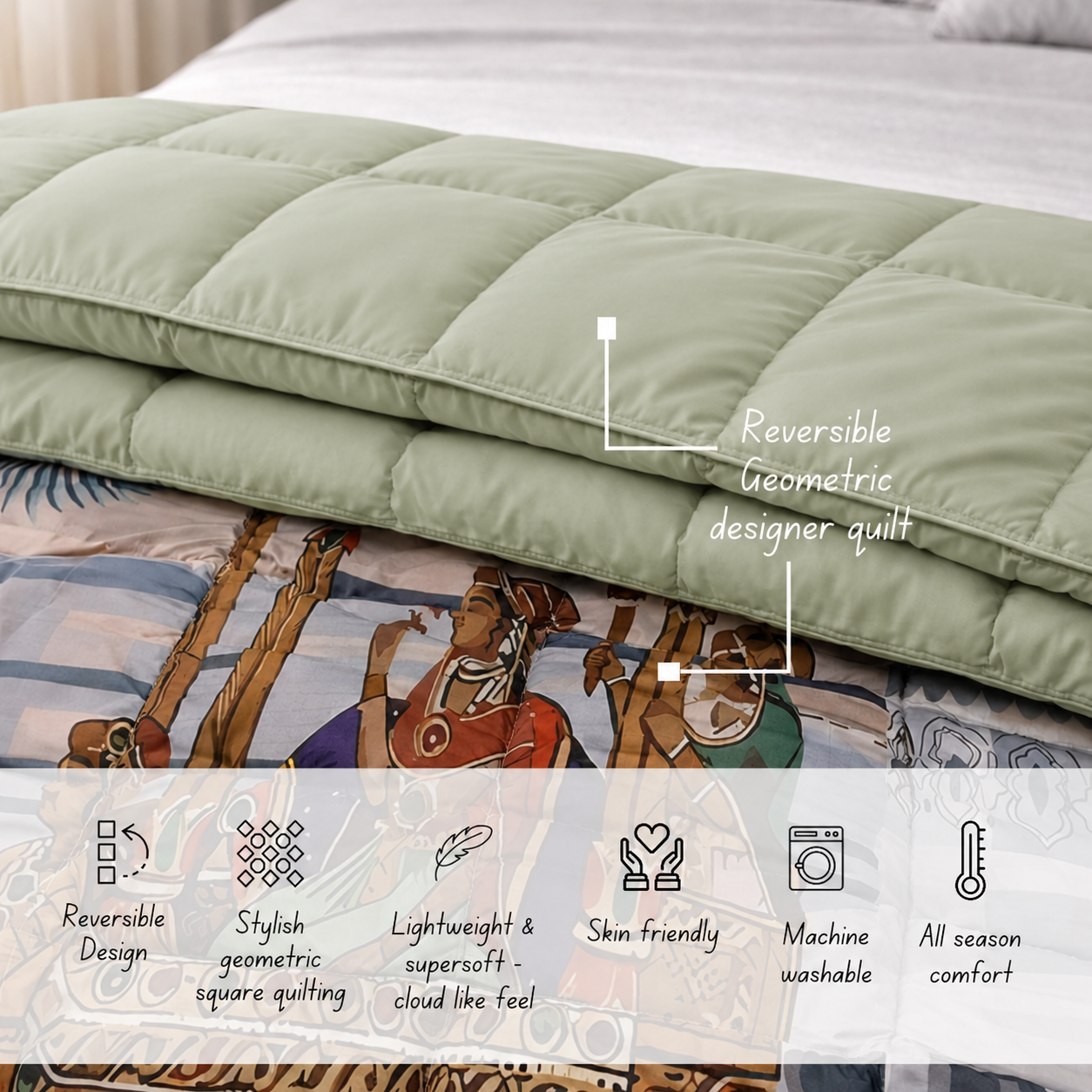 Florida Korean Filling 250 GSM Luxury Reversible Double Bed Comforter - Ultra Soft for All Season AC Quilt