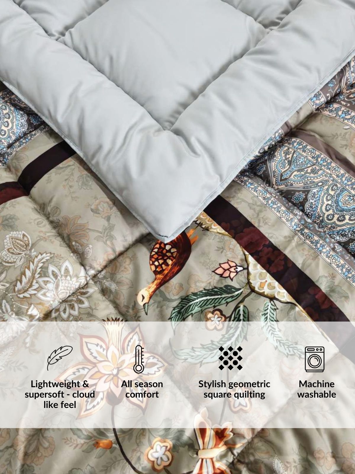 Florida Korean Filling 250 GSM Luxury Reversible Double Bed Comforter - Ultra Soft for All Season AC Quilt