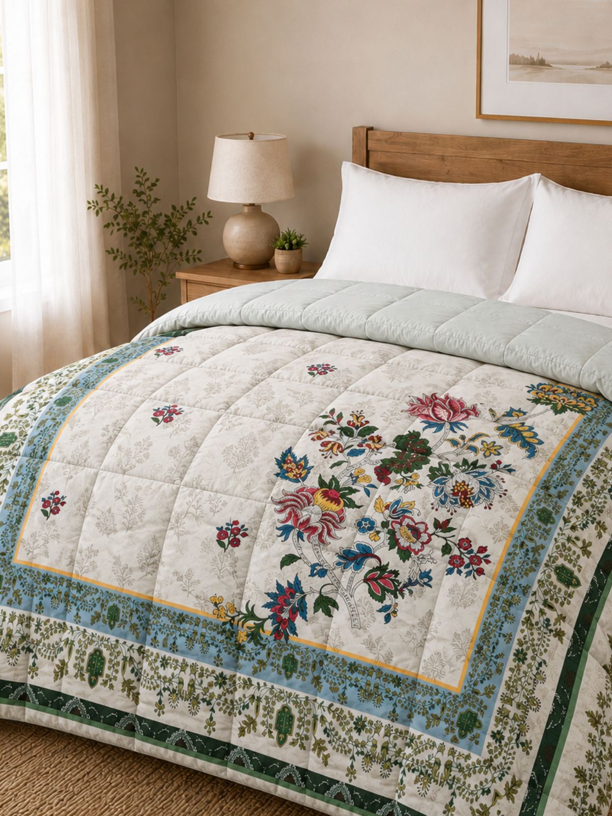 Florida Korean Filling 250 GSM Luxury Reversible Double Bed Comforter - Ultra Soft for All Season AC Quilt