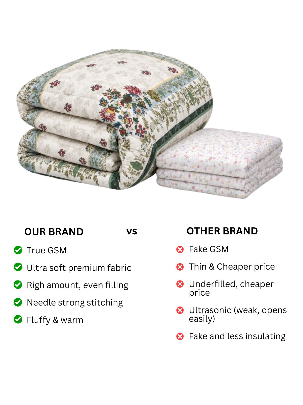 Florida Korean Filling 250 GSM Luxury Reversible Double Bed Comforter - Ultra Soft for All Season AC Quilt