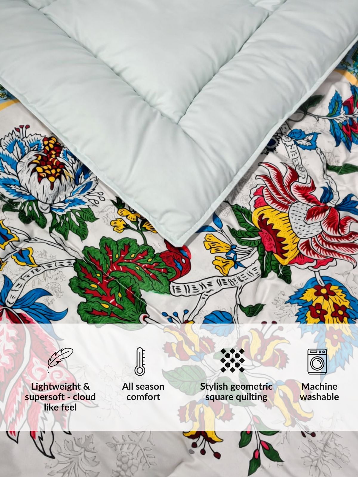 Florida Korean Filling 250 GSM Luxury Reversible Double Bed Comforter - Ultra Soft for All Season AC Quilt