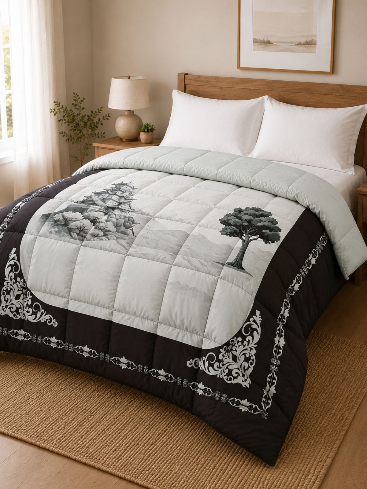 Florida Korean Filling 250 GSM Luxury Reversible Double Bed Comforter - Ultra Soft for All Season AC Quilt