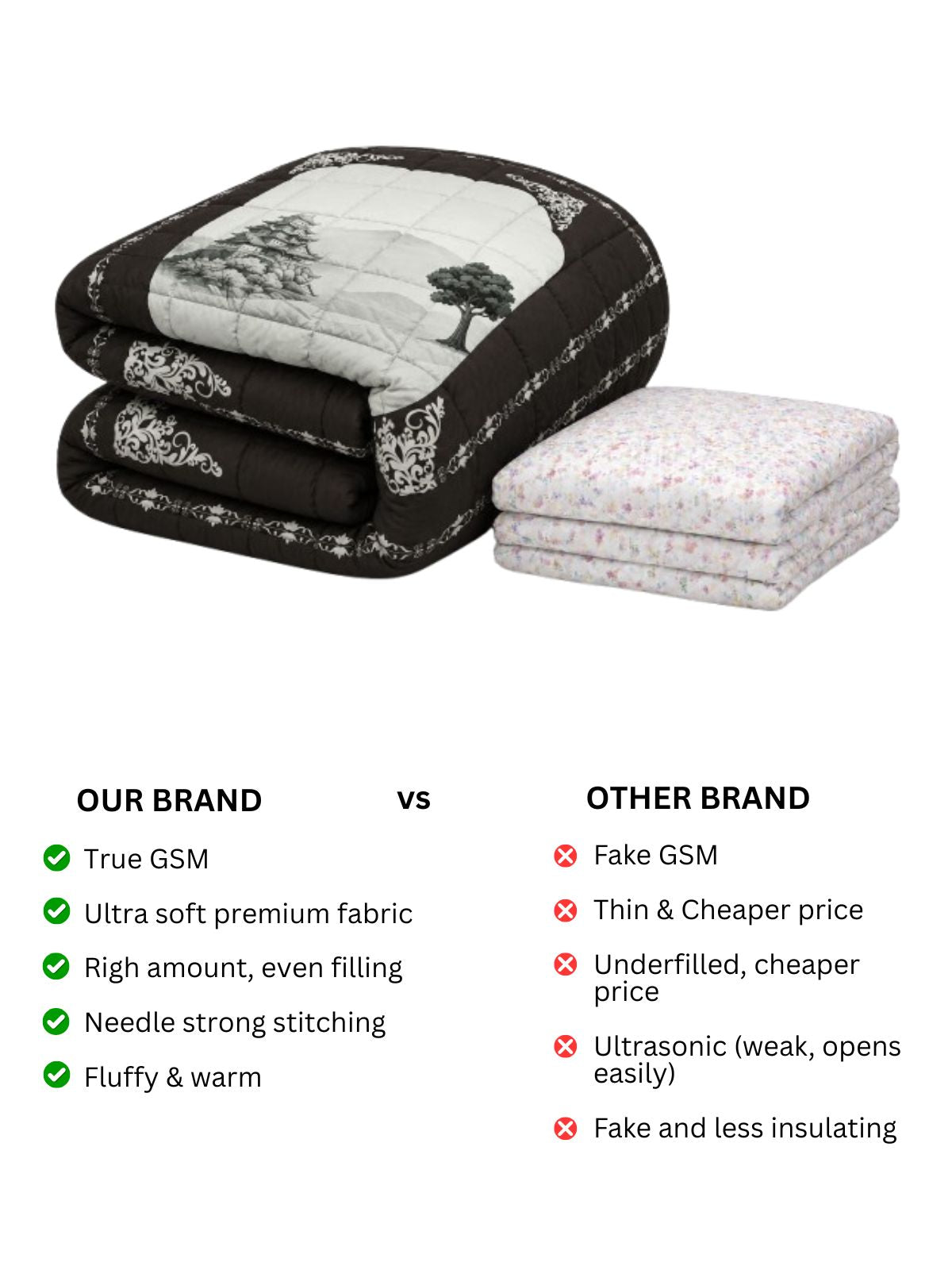 Florida Korean Filling 250 GSM Luxury Reversible Double Bed Comforter - Ultra Soft for All Season AC Quilt