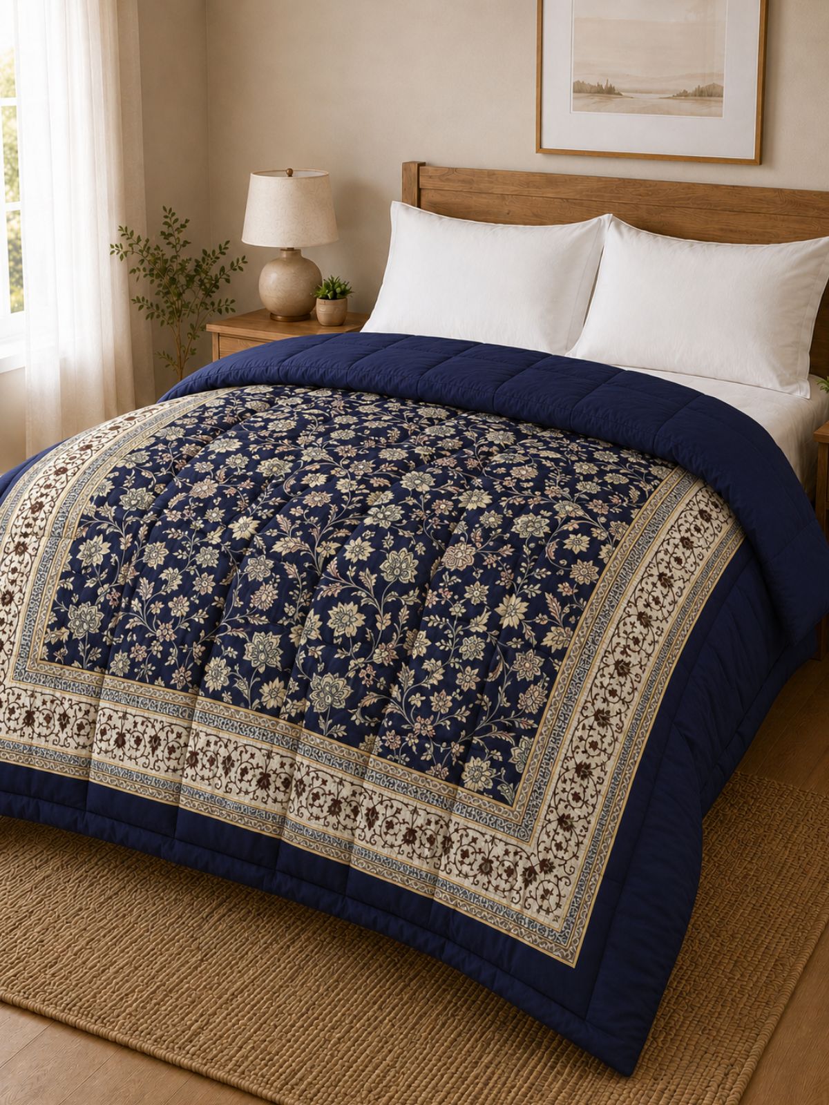 Florida Korean Filling 250 GSM Luxury Reversible Double Bed Comforter - Ultra Soft for All Season AC Quilt