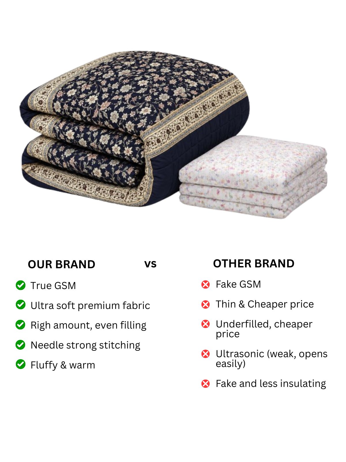 Florida Korean Filling 250 GSM Luxury Reversible Double Bed Comforter - Ultra Soft for All Season AC Quilt