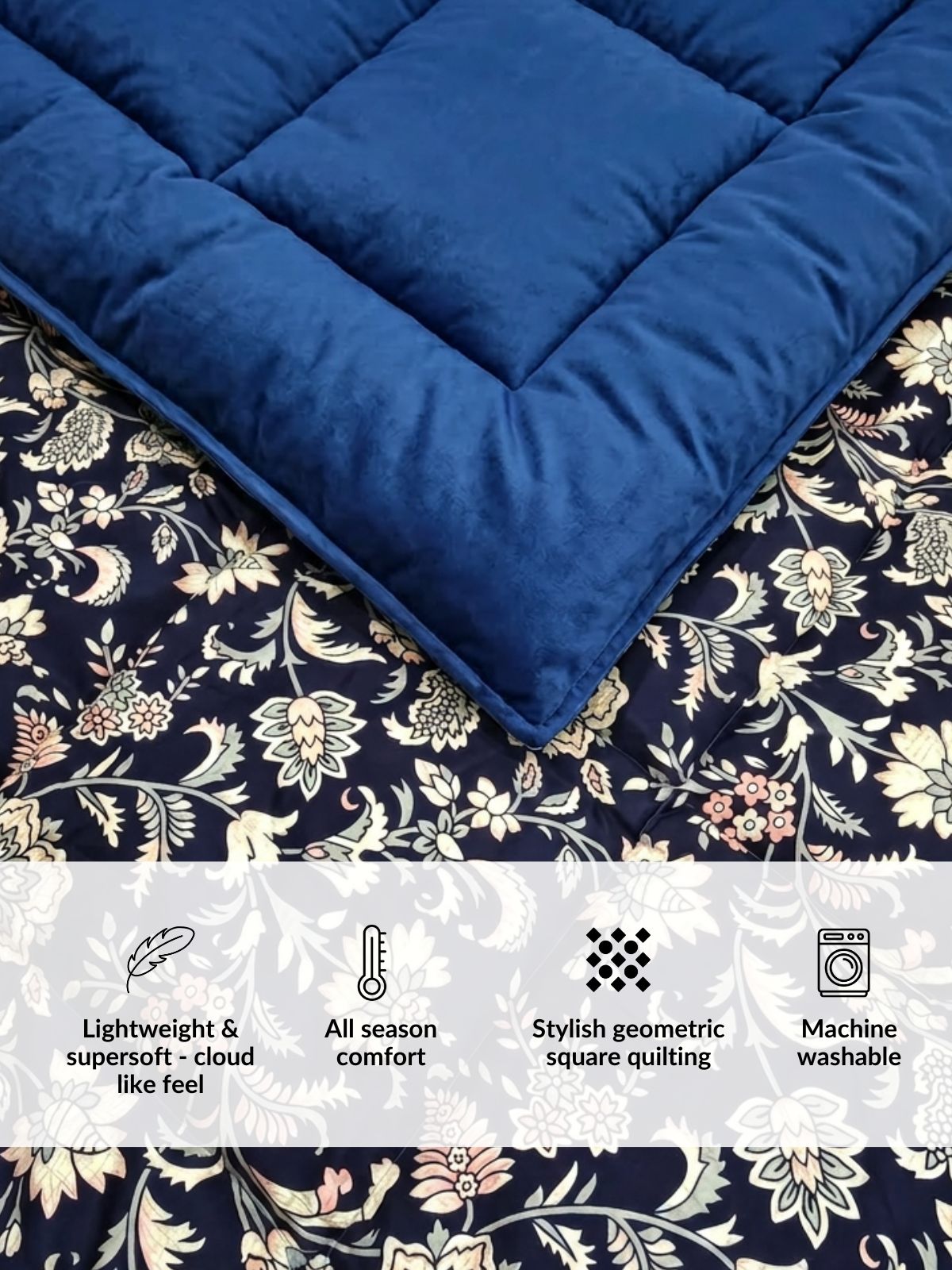 Florida Korean Filling 250 GSM Luxury Reversible Double Bed Comforter - Ultra Soft for All Season AC Quilt