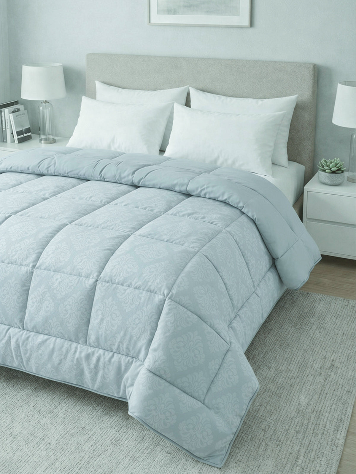 Florida Reversible AC Comforter for Double Bed – Ultra Soft Korean Microfiber Quilt for All Season | Self-Embossed Damask Pattern