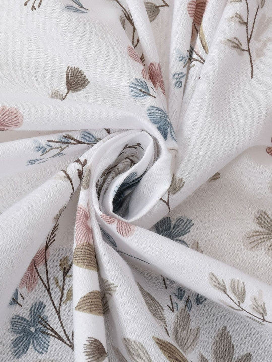 Florida Elite 100% Pure Cotton Pure Cotton 160 TC Floral Print King Size Bedsheet with 2 Pillow Covers