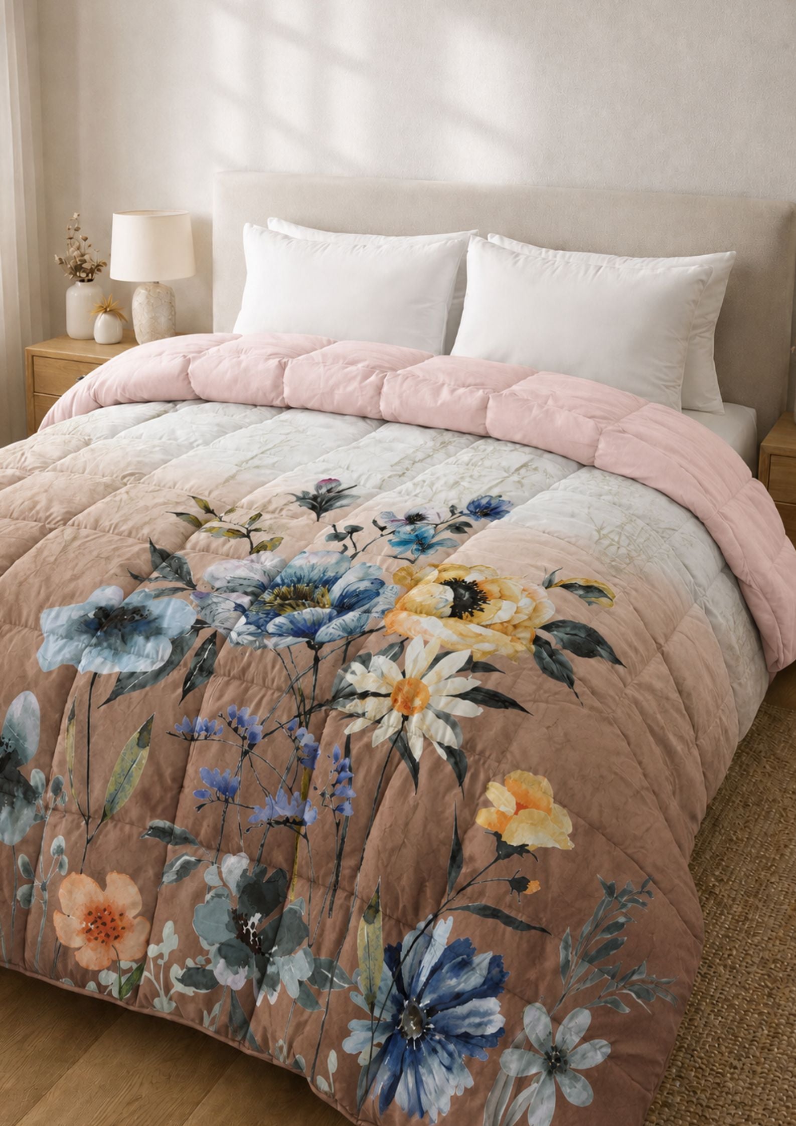 Florida Korean Filling 250 GSM Luxury Reversible Double Bed Comforter - Ultra Soft for All Season AC Quilt