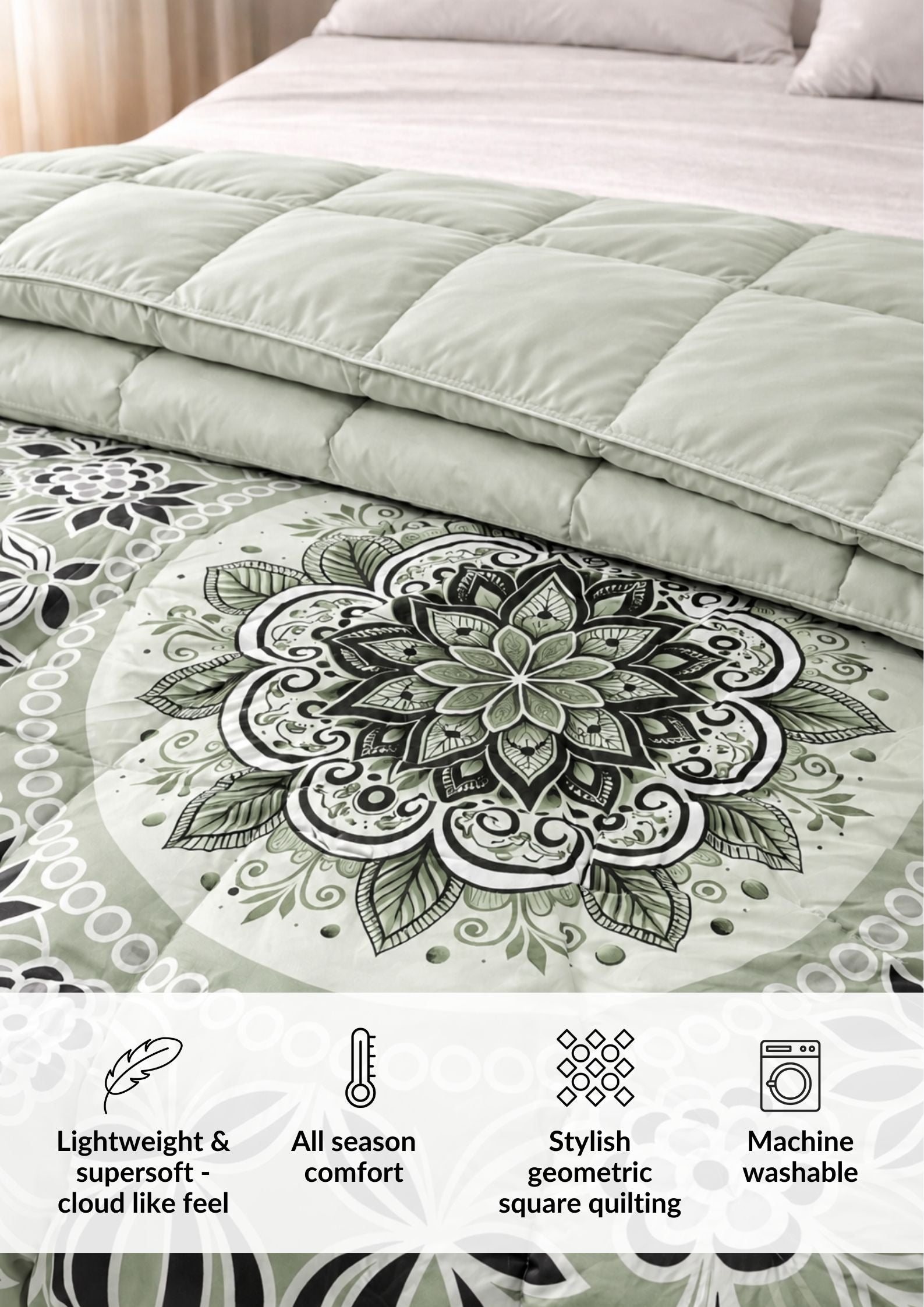 Florida Korean Filling 250 GSM Luxury Reversible Double Bed Comforter - Ultra Soft for All Season AC Quilt