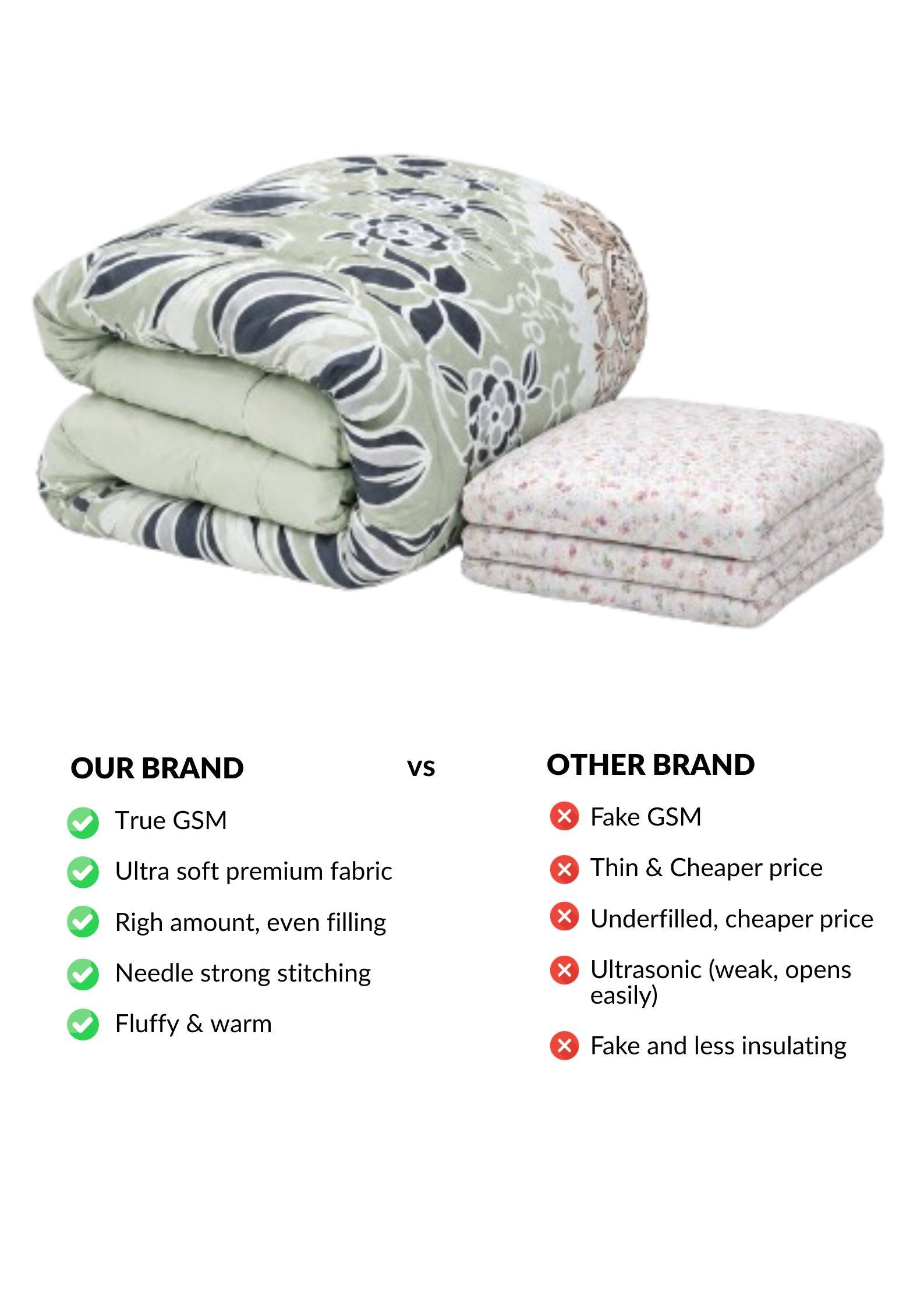 Florida Korean Filling 250 GSM Luxury Reversible Double Bed Comforter - Ultra Soft for All Season AC Quilt