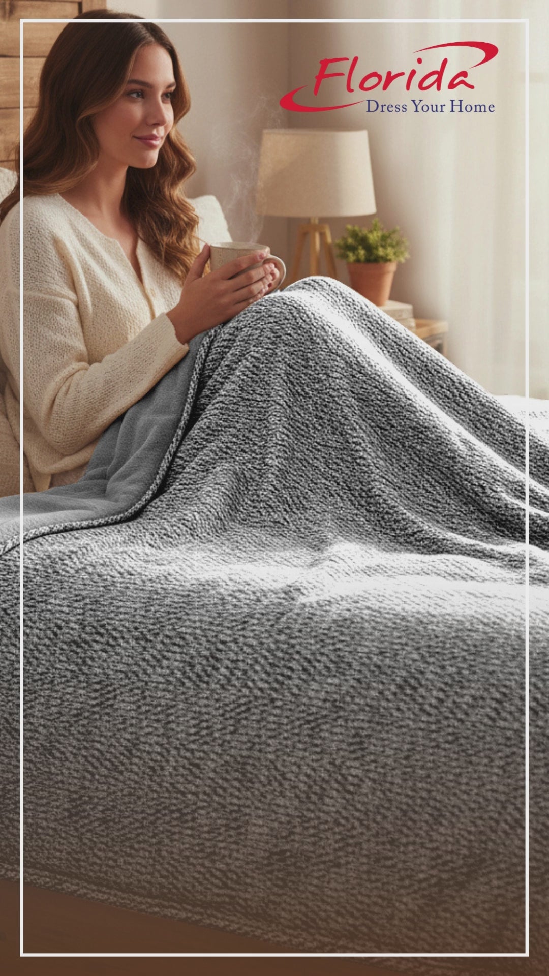 Florida Nyle Light-weight Integrated Double Bed Blanket for Heavy Winter - Grey