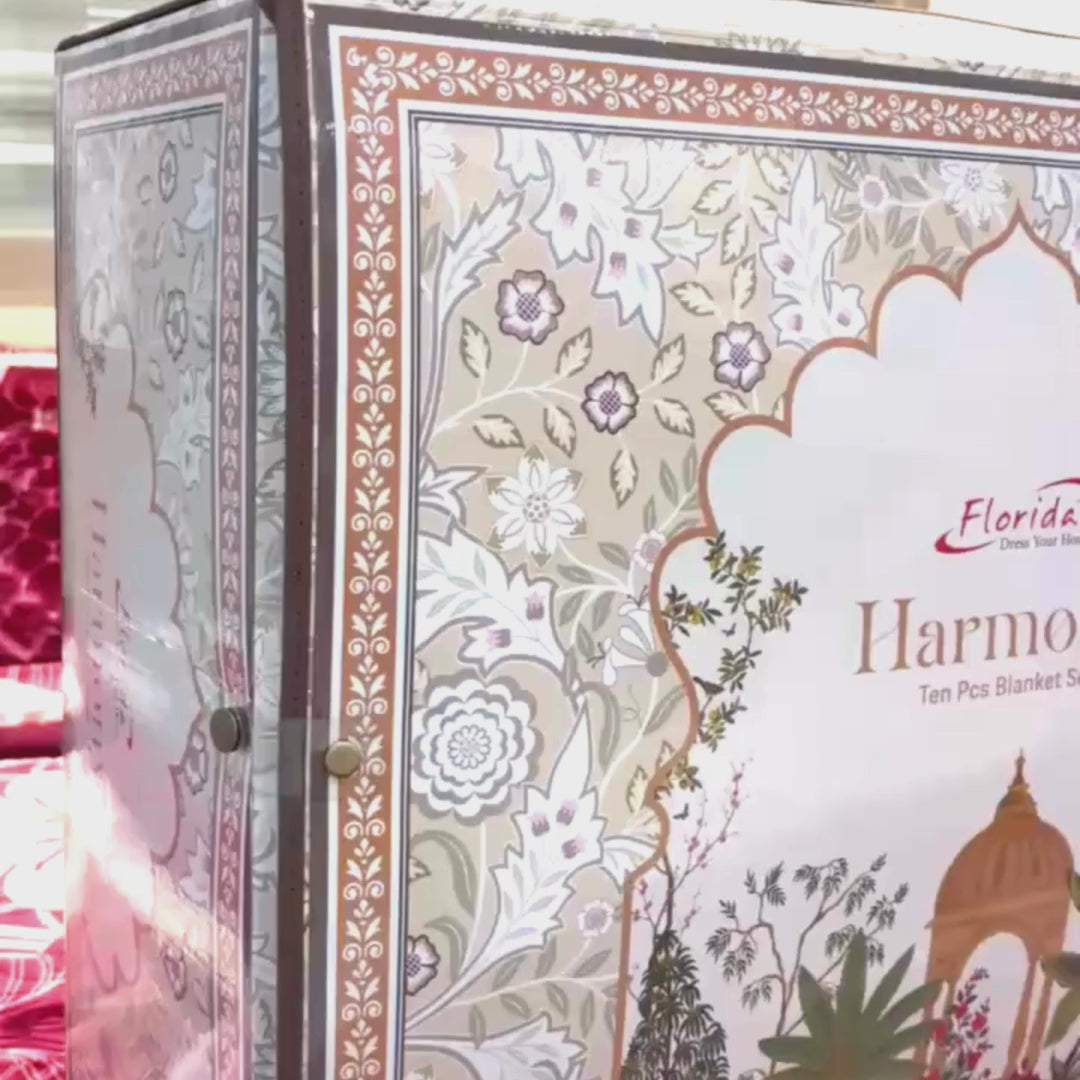 Harmony 10 Piece Mink Blanket Set for Winter - Perfect for Wedding Gift & Ocasional Gifting