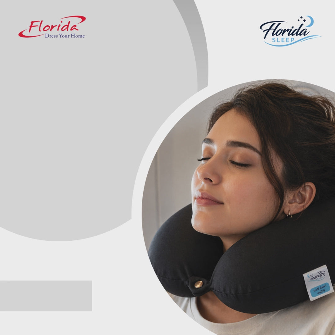 Florida Sleep Velvet Memory Foam Travel Pillow for Soft Neck Support