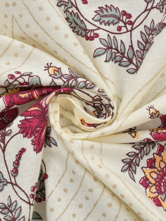 Rangriti King Size 100% Pure Cotton Ethnic Motifs 160 TC Bed Sheet Set with Pillow Covers by Florida