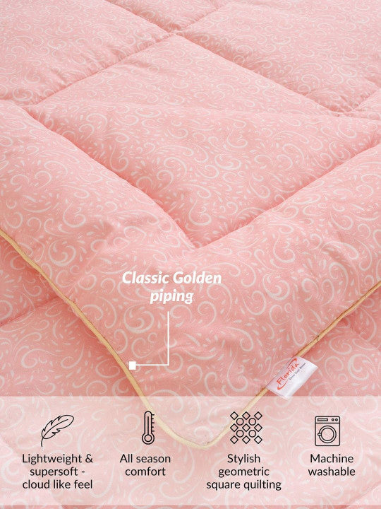 Florida Floral Reversible Double Bed Comforter | 250 GSM Virgin Microfiber Filling | Ultra Soft AC Comforter | Lightweight All Season Quilt with Piping Edge