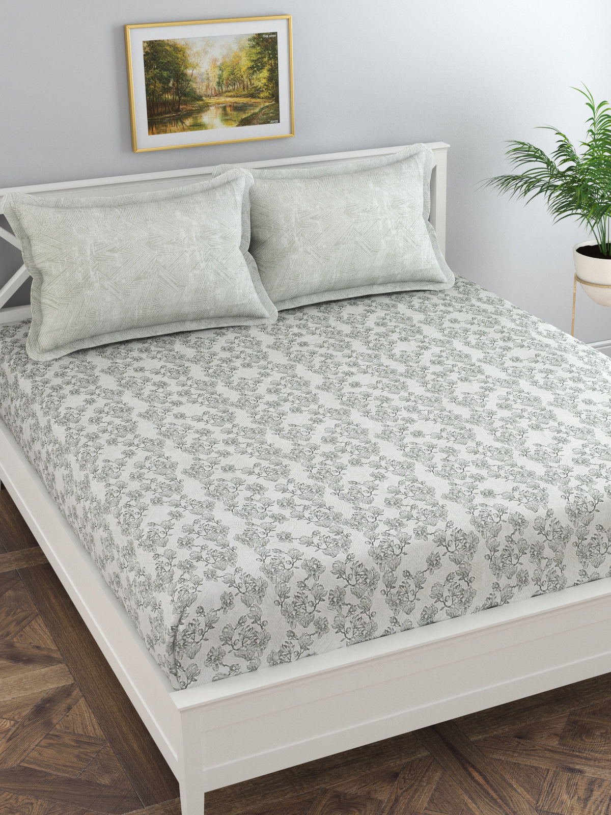 Secret 300 TC Cotton King Bedsheet with 2 Pillow Covers