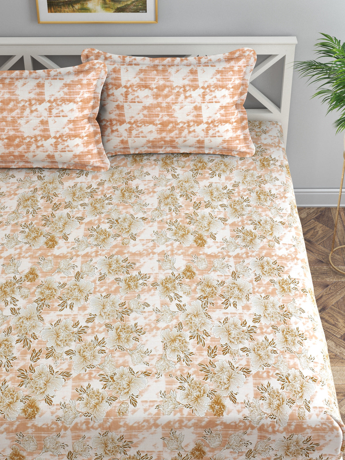 Secret 300 TC Cotton King Bedsheet with 2 Pillow Covers