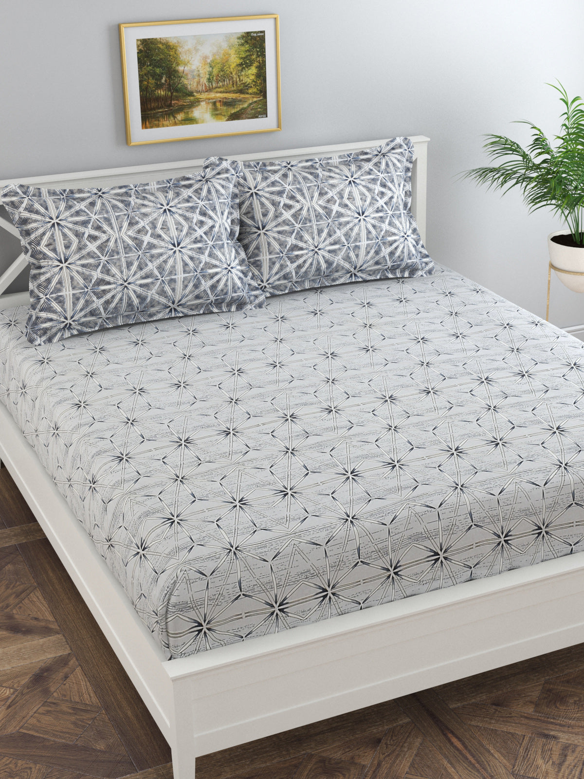 Secret 300 TC Cotton King Bedsheet with 2 Pillow Covers