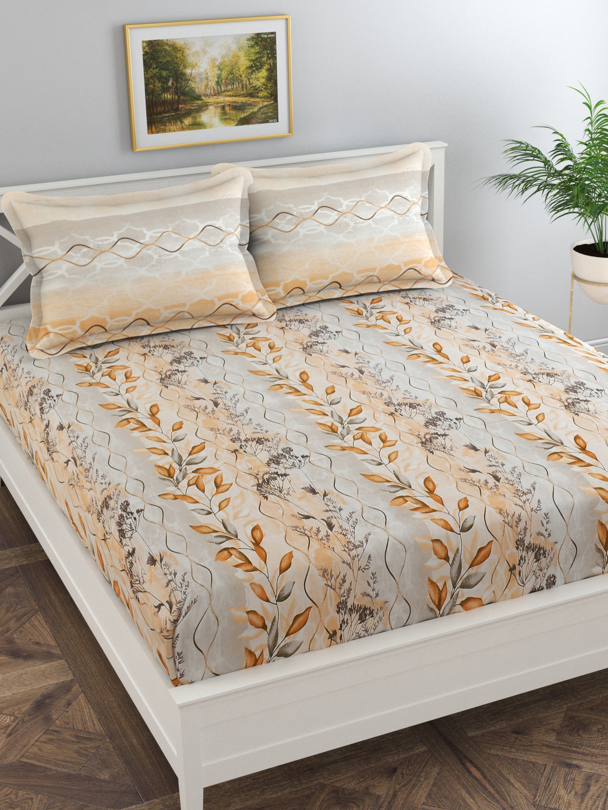 Secret 300 TC Cotton King Bedsheet with 2 Pillow Covers