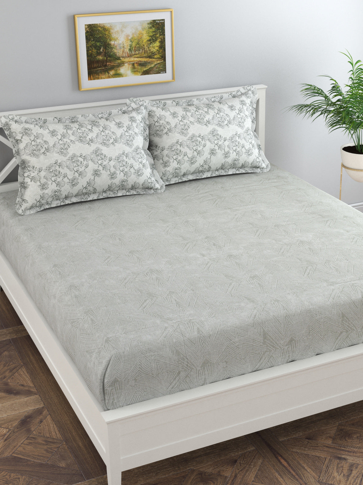 Secret Secret 300 TC Cotton King Bedsheet with 2 Pillow Coverss