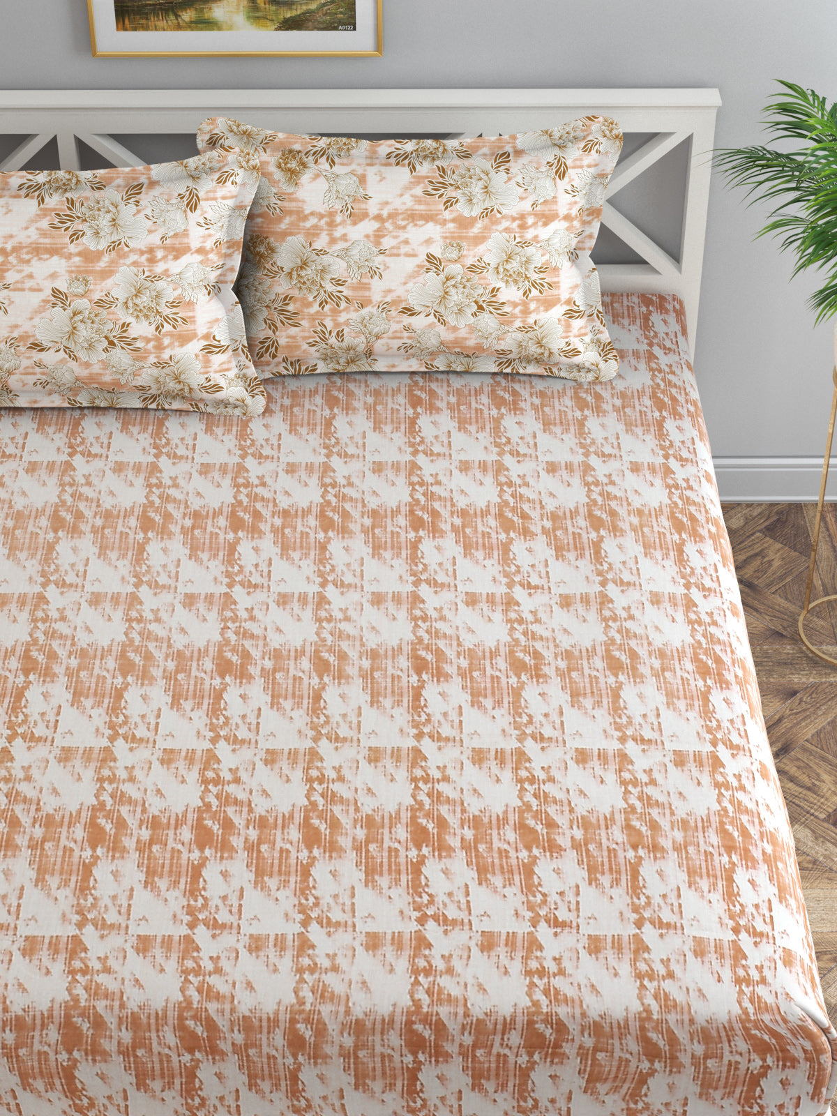 Secret 300 TC Cotton King Bedsheet with 2 Pillow Covers