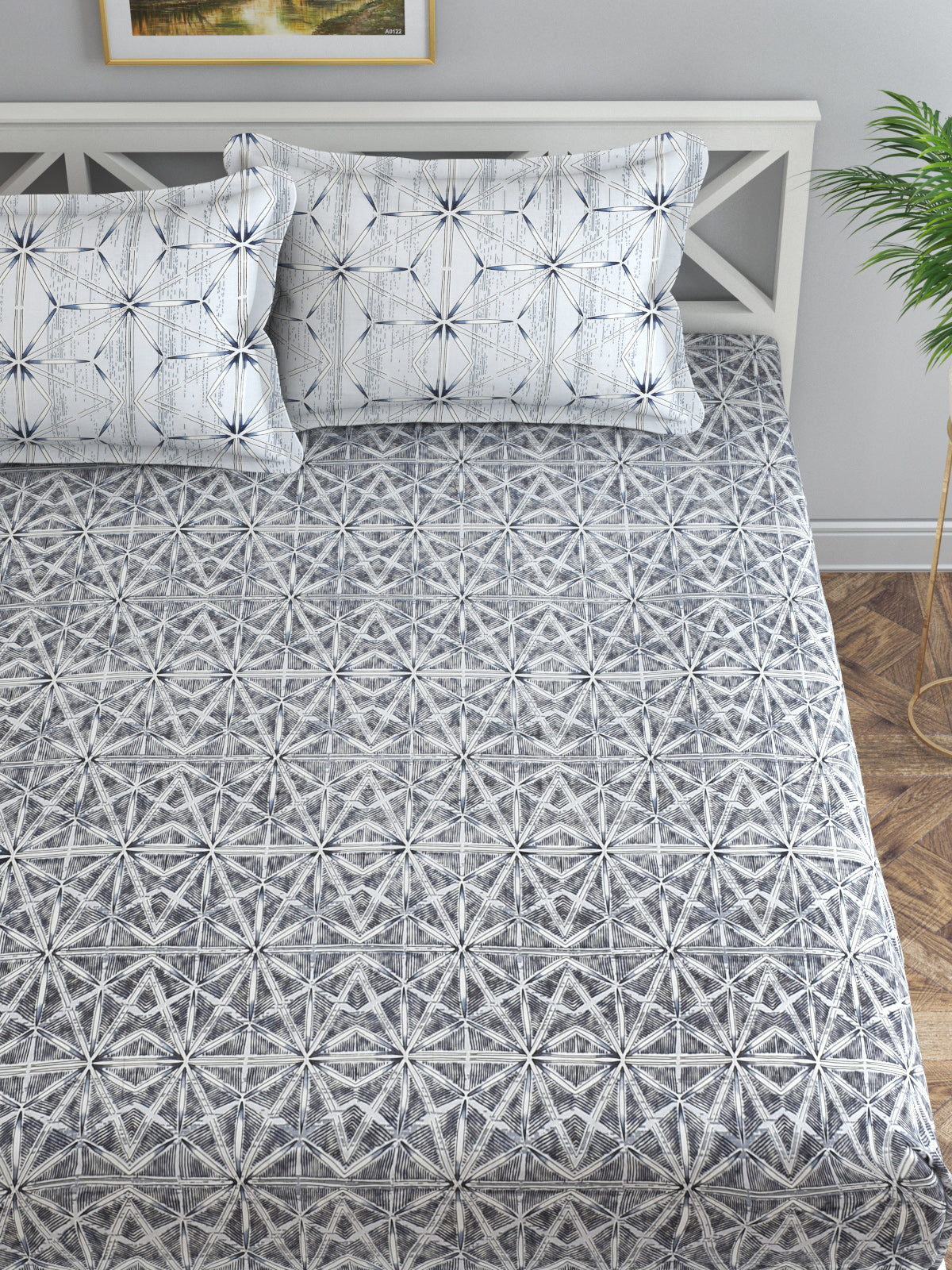 Secret 300 TC Cotton King Bedsheet with 2 Pillow Covers