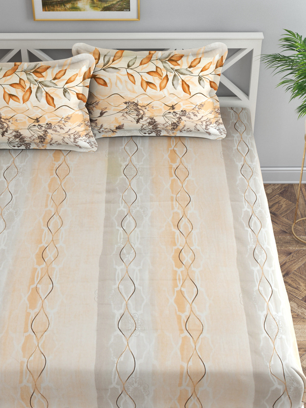 Secret 300 TC Cotton King Bedsheet with 2 Pillow Covers