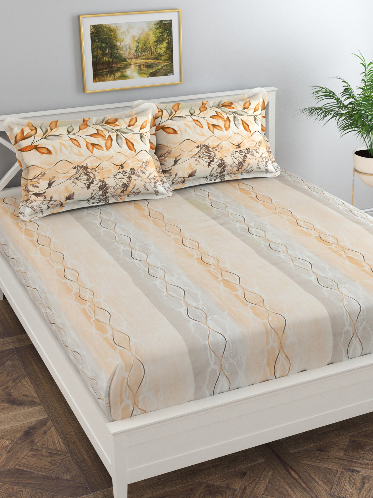 Secret 300 TC Cotton King Bedsheet with 2 Pillow Covers